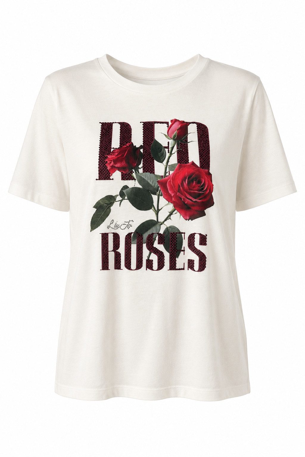 Liu Jo T-Shirt ECS T-SHIRT BASICA M/C - T-Shirt mit Rosenprint vorne