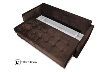 Beautysofa Schlafsofa Randvi, Couch im skandinavisches Stil, Polstersofa, mit Bettfunktion und Bettkasten, Sofa für Wohnzimmer