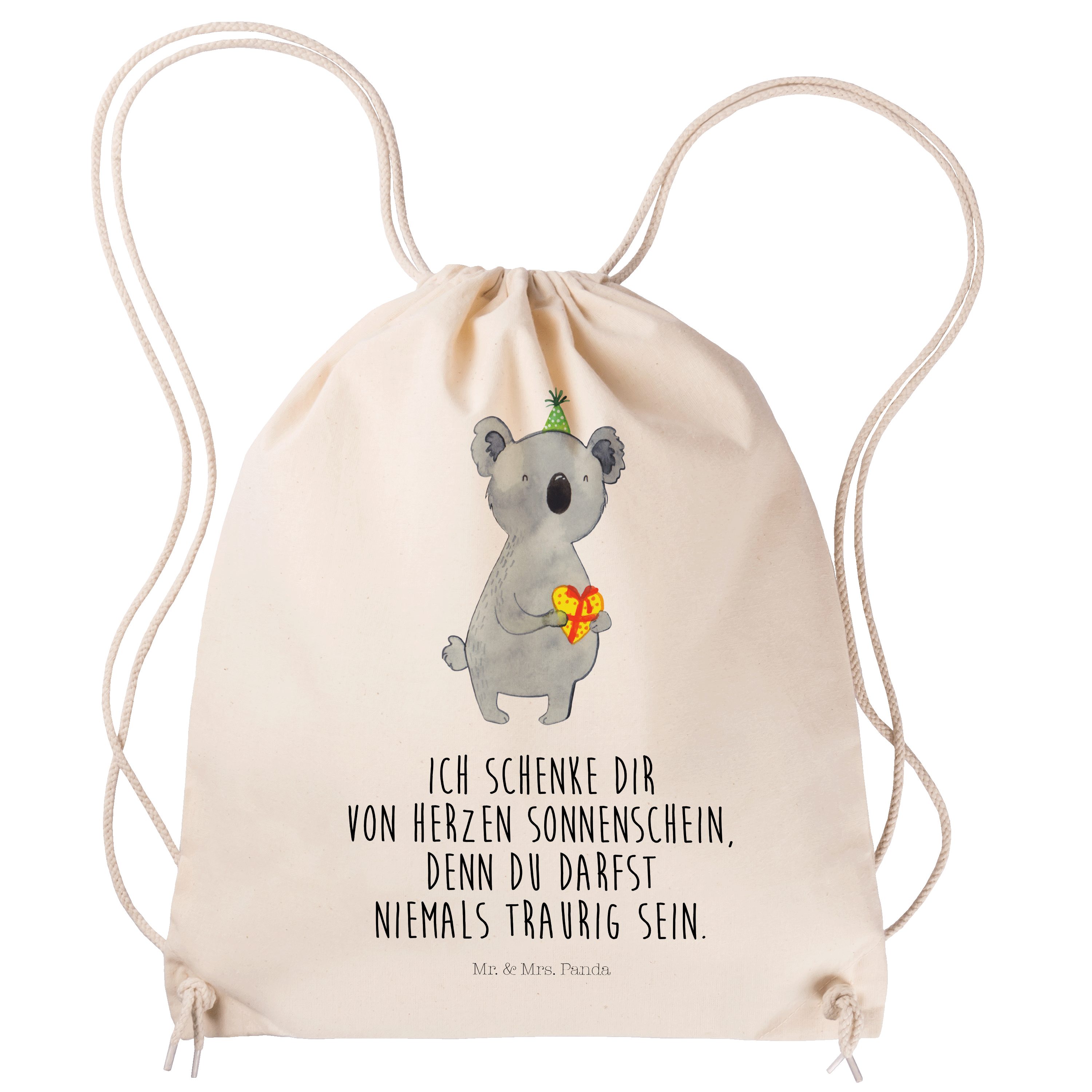 Mr. & Mrs. Panda Sporttasche Koala Geschenk - Transparent - Sportbeutel Kinder, Stoffbeutel, Gebur (1-tlg)