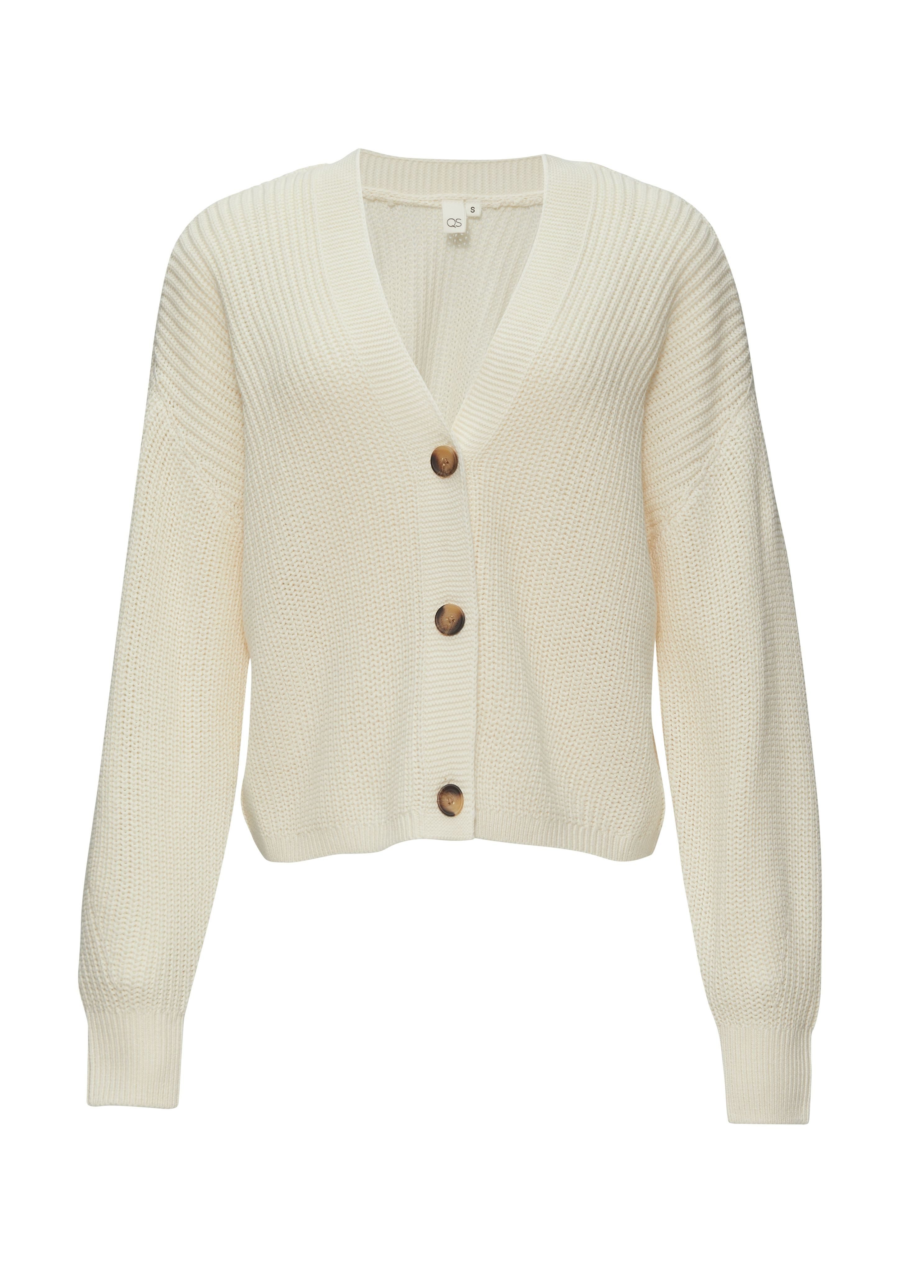 QS Strickjacke mit Rippbündchen günstig online kaufen