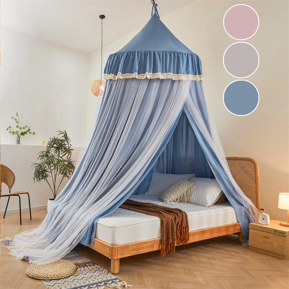 Sunicol Moskitonetz Doppelschicht Moskitonetz, Bett Baldachin, Lichtblockierung Kuppel, Faltbares Moskitonetz Bett für Kinderzimmer, Waschbar