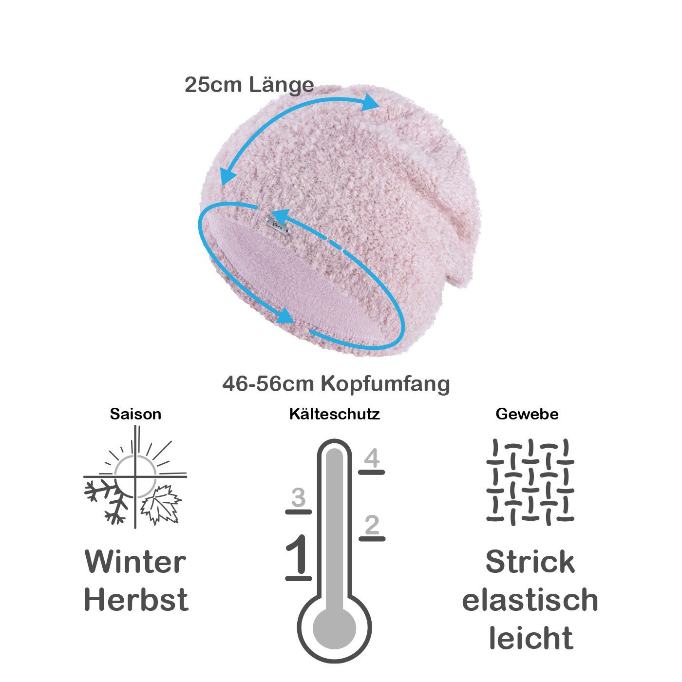 Faera Strickmütze (1-St) Damen Wintermütze gefüttert Grobstrick Fleecefutter Beanie