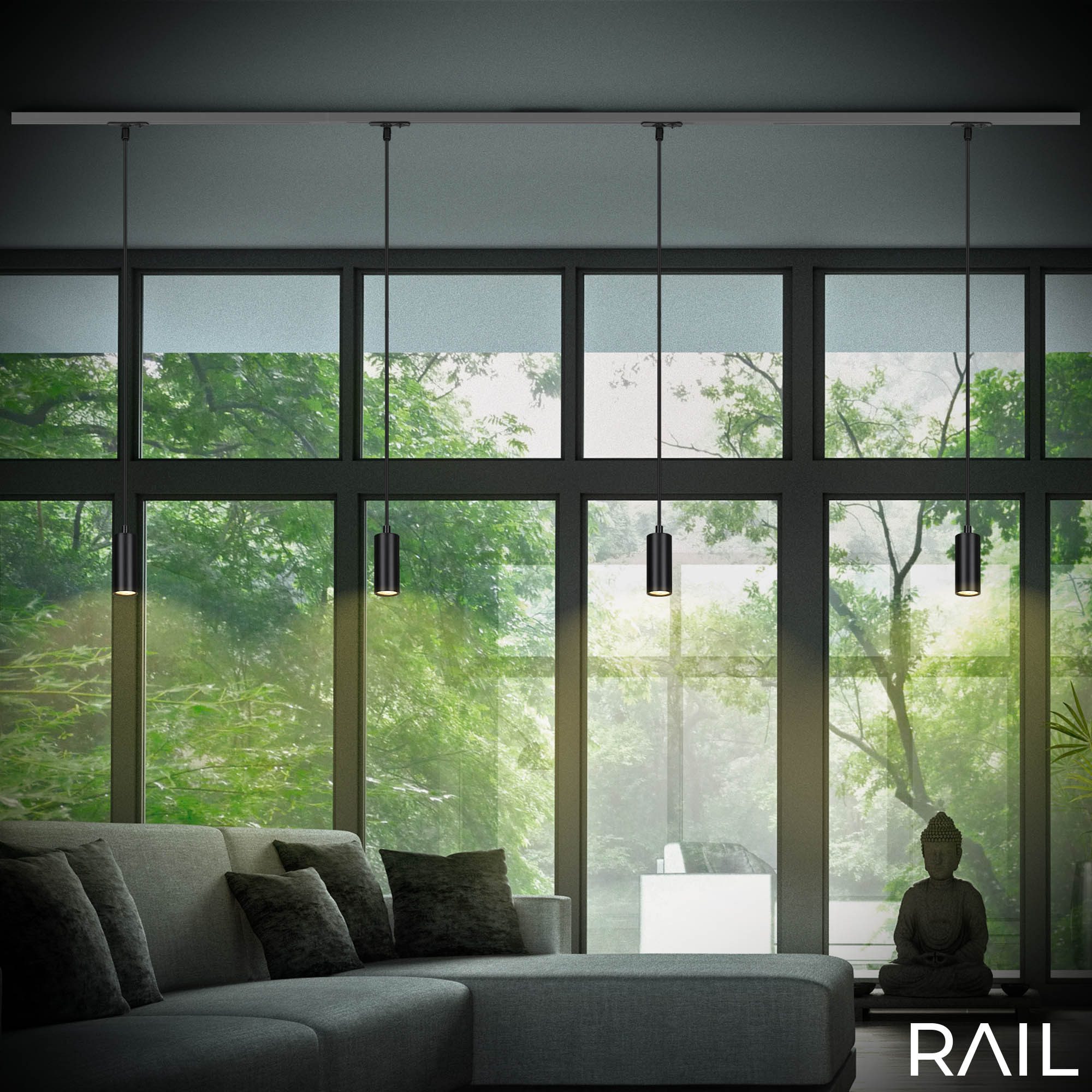Briloner Leuchten Schienensystem-Leuchten RAIL, ohne Leuchtmittel, LED Pendelleuchte 80x1500mm Schwarz 5,5W Schienensystem Rail Küche