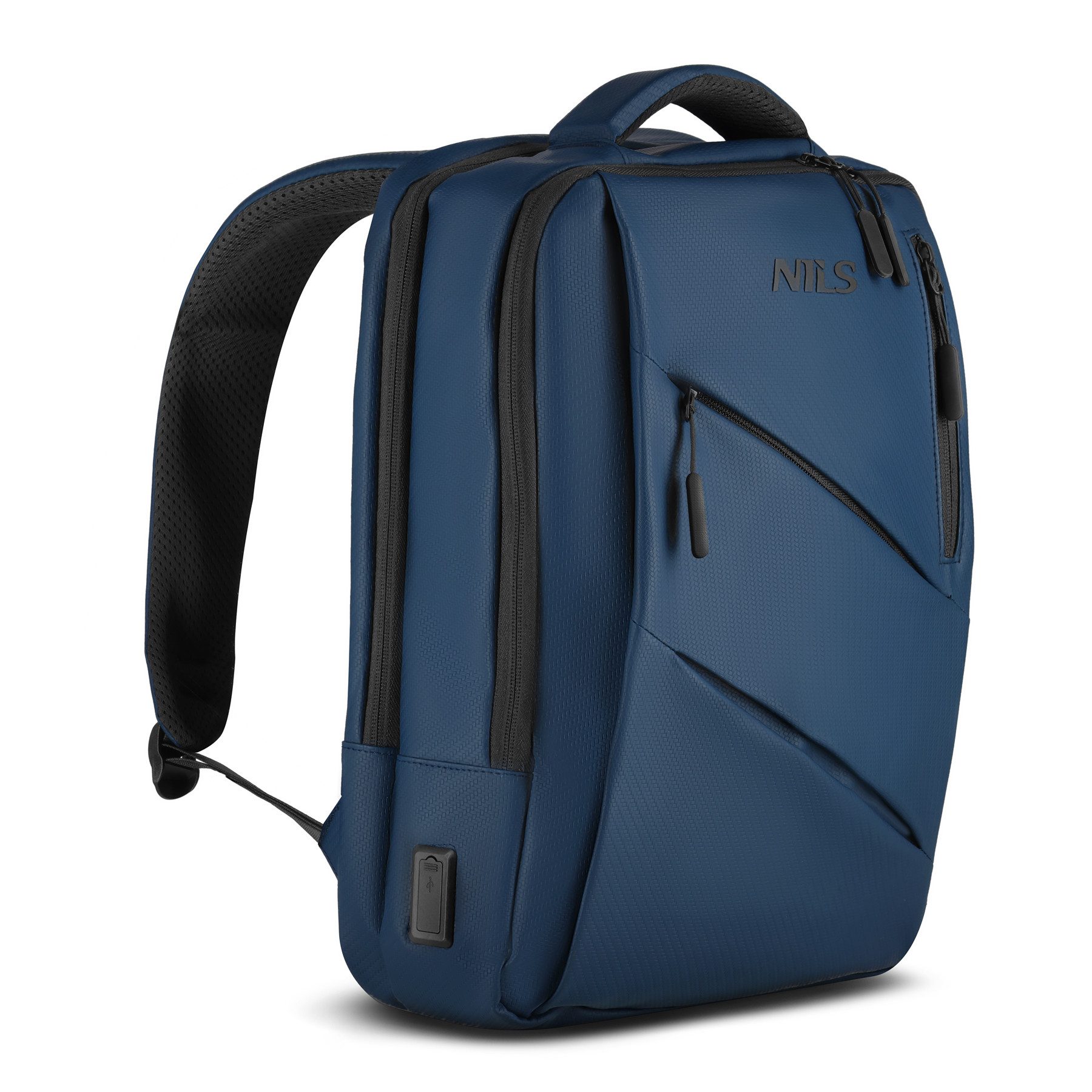 NILS CAMP Rucksack Laptoprucksack Businessrucksack Notebookrucksack (Spar-Set, 1-tlg., 42 x 30 x 15 cm leicht), USB- & USB-C-Anschluss, Laptopfach, Kofferbefestigung