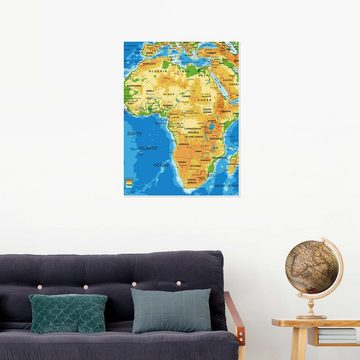 Posterlounge Poster Editors Choice, Afrika - Topografische Karte (Englisch) I, Klassenzimmer Illustration