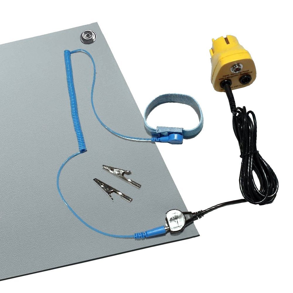ESD + + Reparatur-Set Manschette Antistatik Kabel + Minadax 60x30cm Matte Erdungs-Stecker