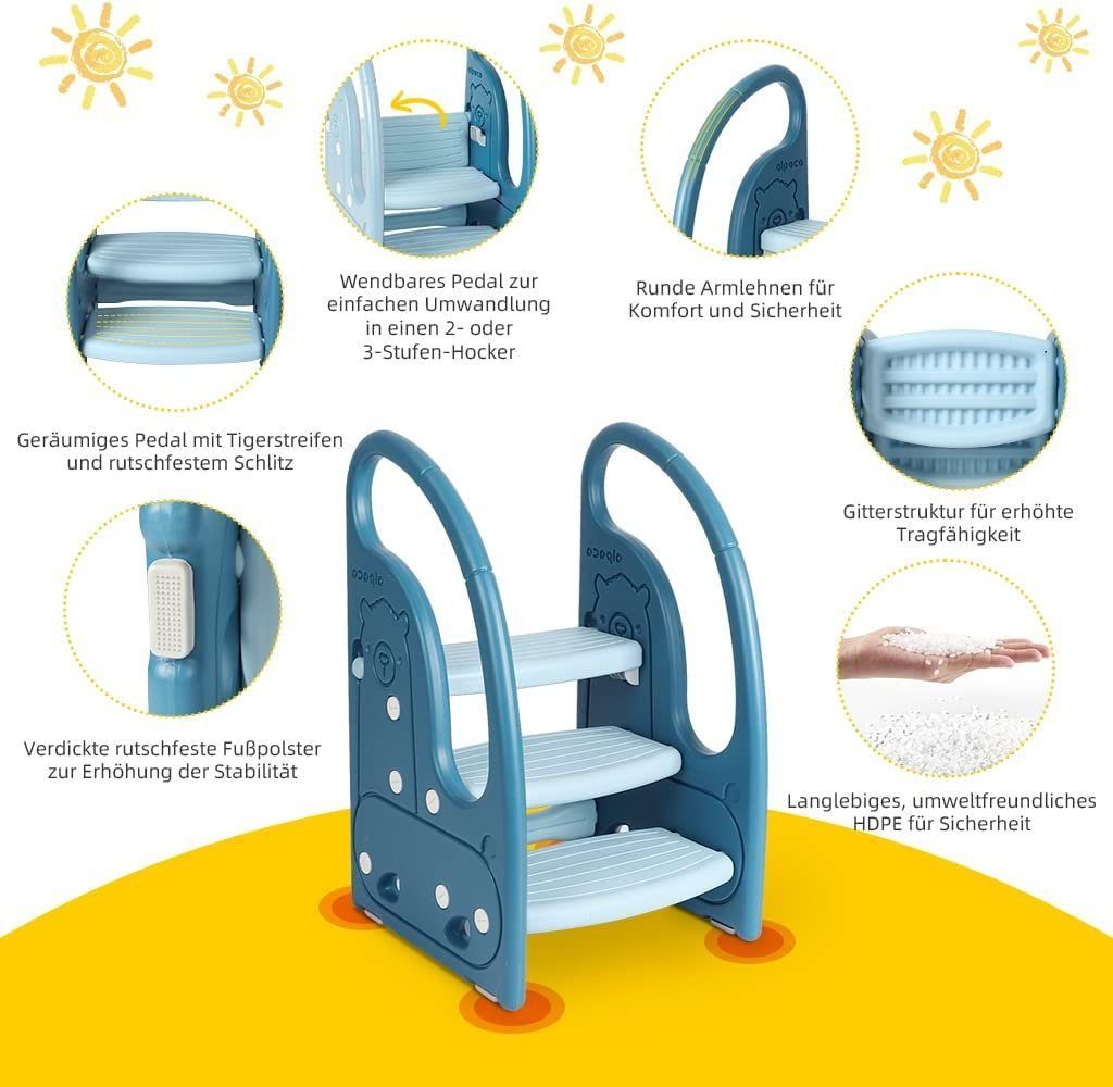 Onasti Tritthocker Tritthocker Dreistufiger Kinderhocker für Bad, Schlafzimmer, Küche