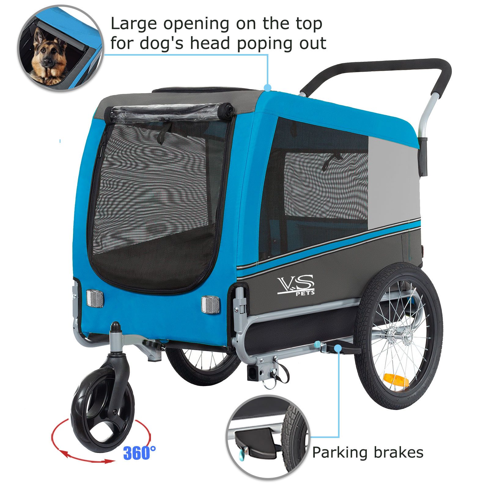 TIGGO Fahrradhundeanhänger TIGGO VS Pets Hundefahrradanhänger Hundetransporter Fahrradanhänger, Geeignet für mittelgroße bis große Hunde