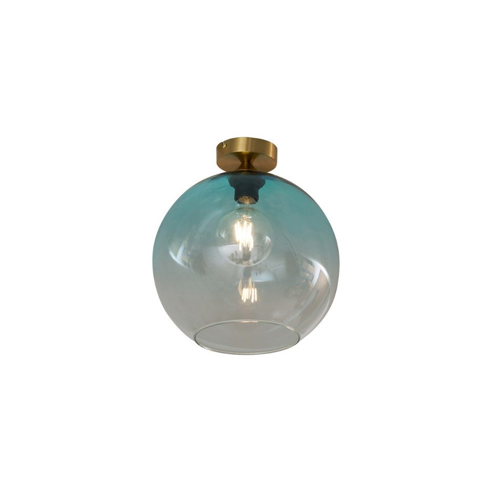 Qazqa Deckenleuchte Sandra, ohne Leuchtmittel, E27, Blau, Art Deco, Glas, 1 günstig online kaufen