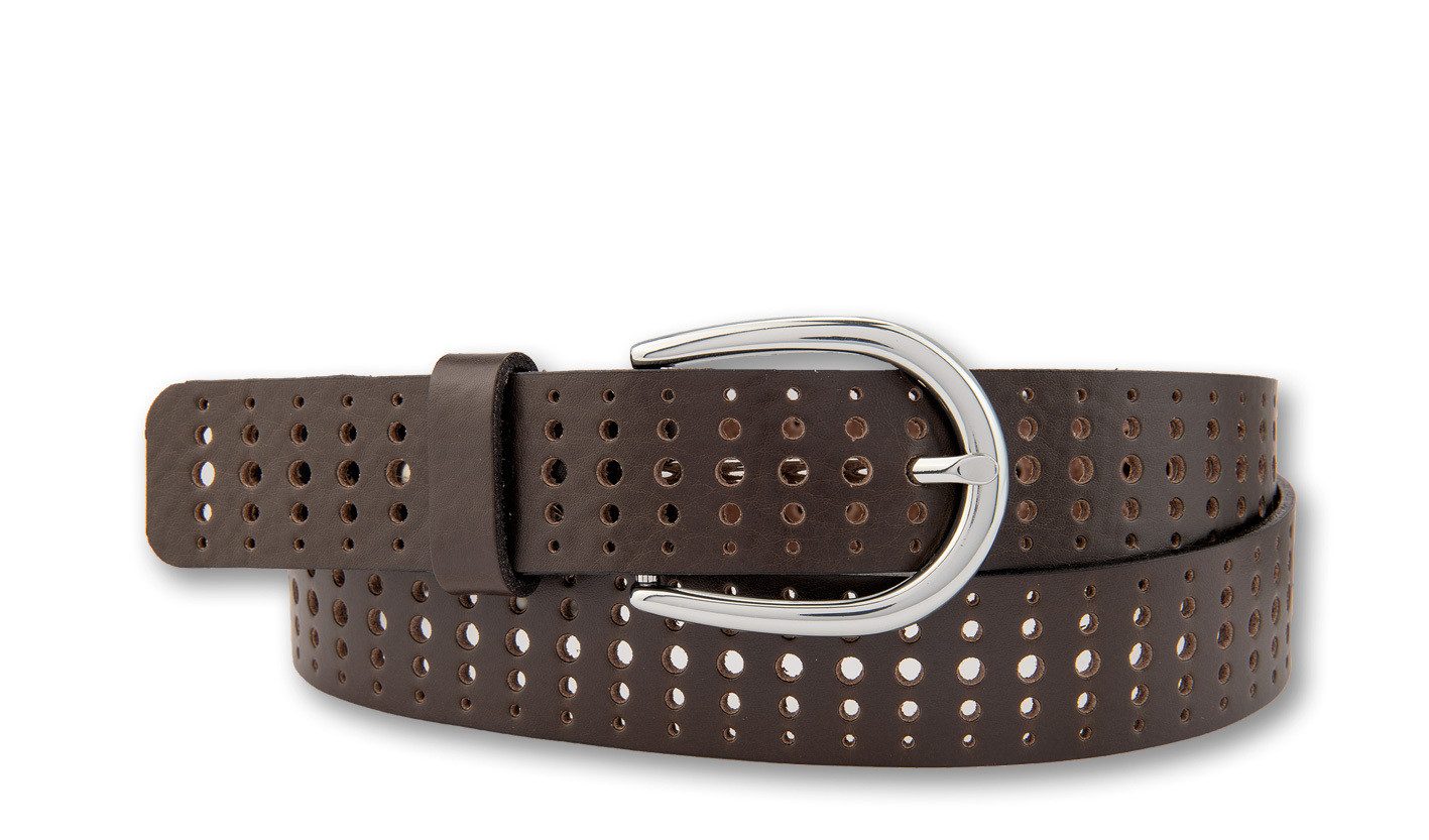 BERND GÖTZ Ledergürtel Ledergürtel mit Lochprägung & silberglänzender Halbschließe
