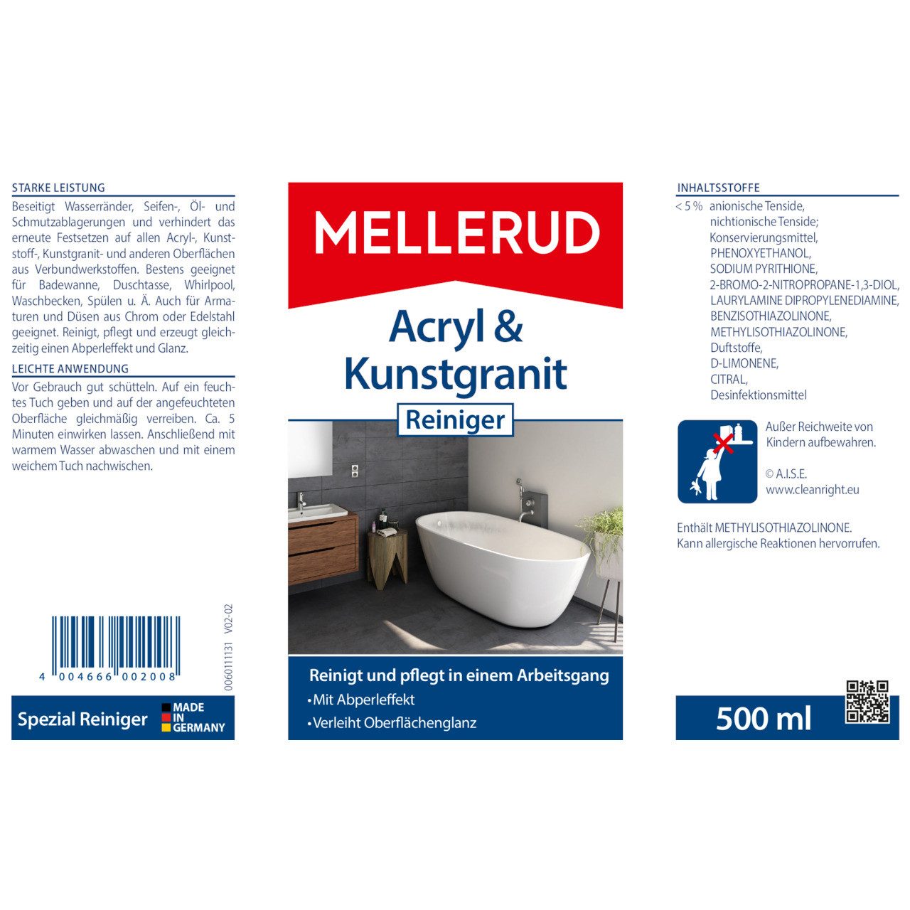 Mellerud Acryl & Kunstgranit Reiniger 0,5 l Kunststoffreiniger
