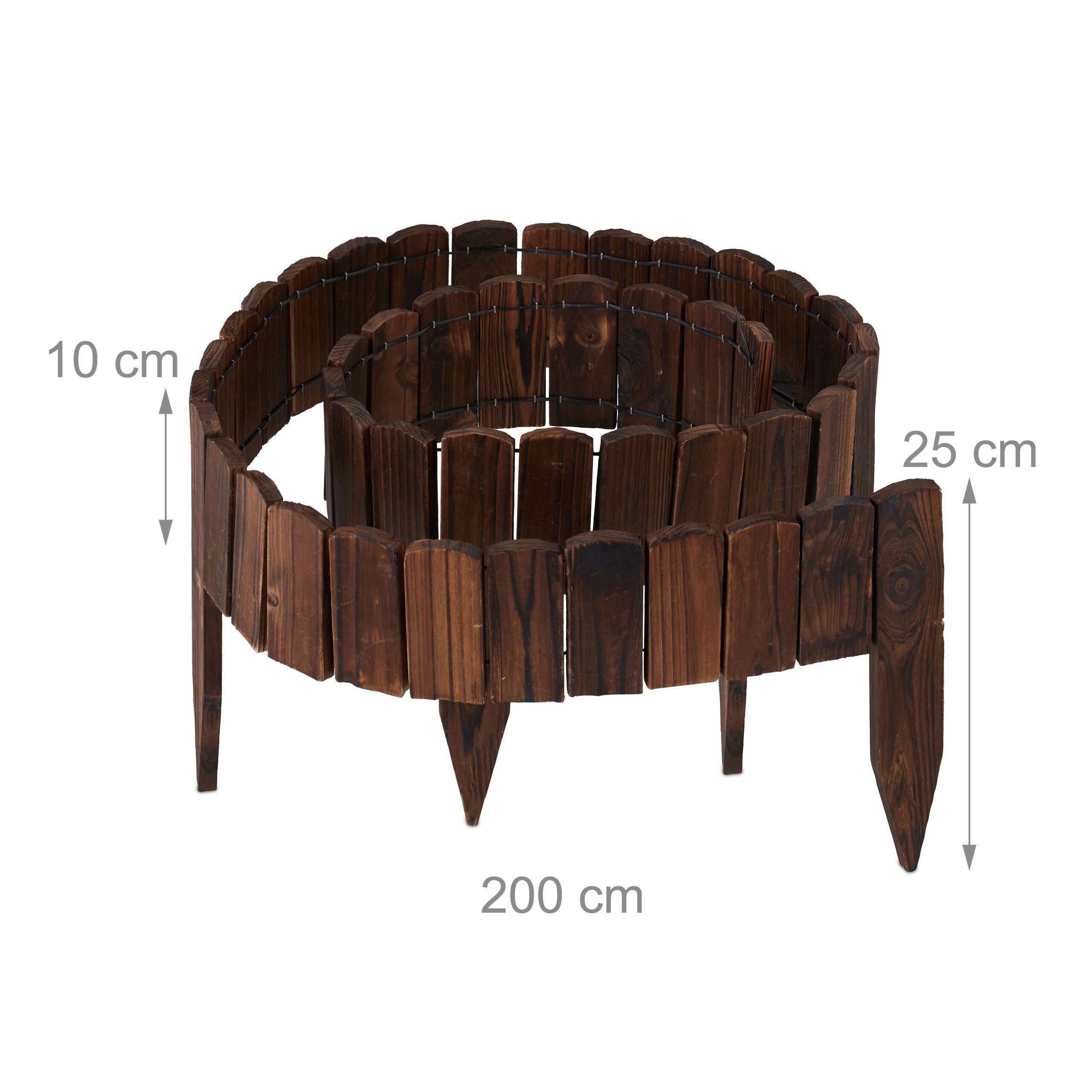 relaxdays Beetbegrenzung Beeteinfassung Holz flexibel, M – Bild 4 von 5