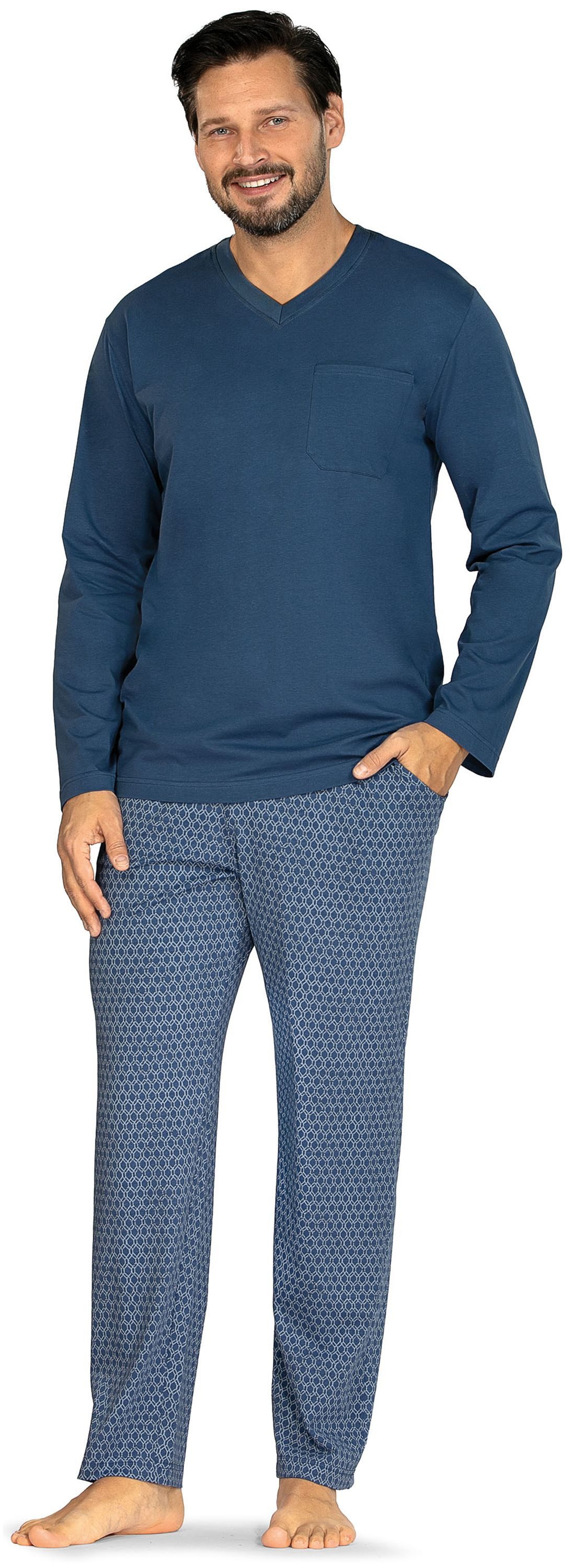 Comte Schlafanzug Gentle Frost (Set, 2 tlg., 2-teilig) Herren Pyjama lang Langarm Baumwolle Winter große Größen
