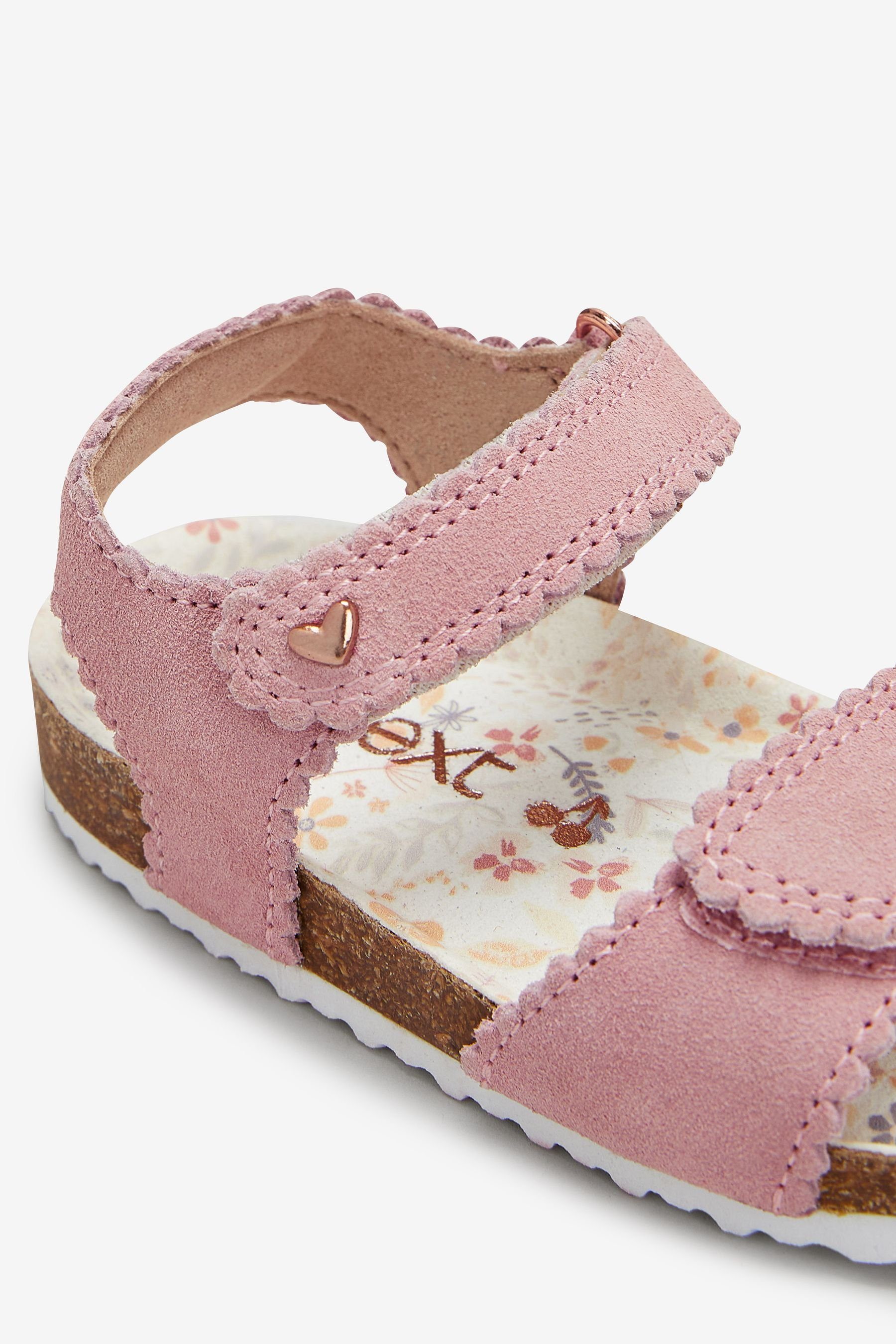 Sandalen Korksohle Sandale Leather Scallop mit Next Pink (1-tlg)
