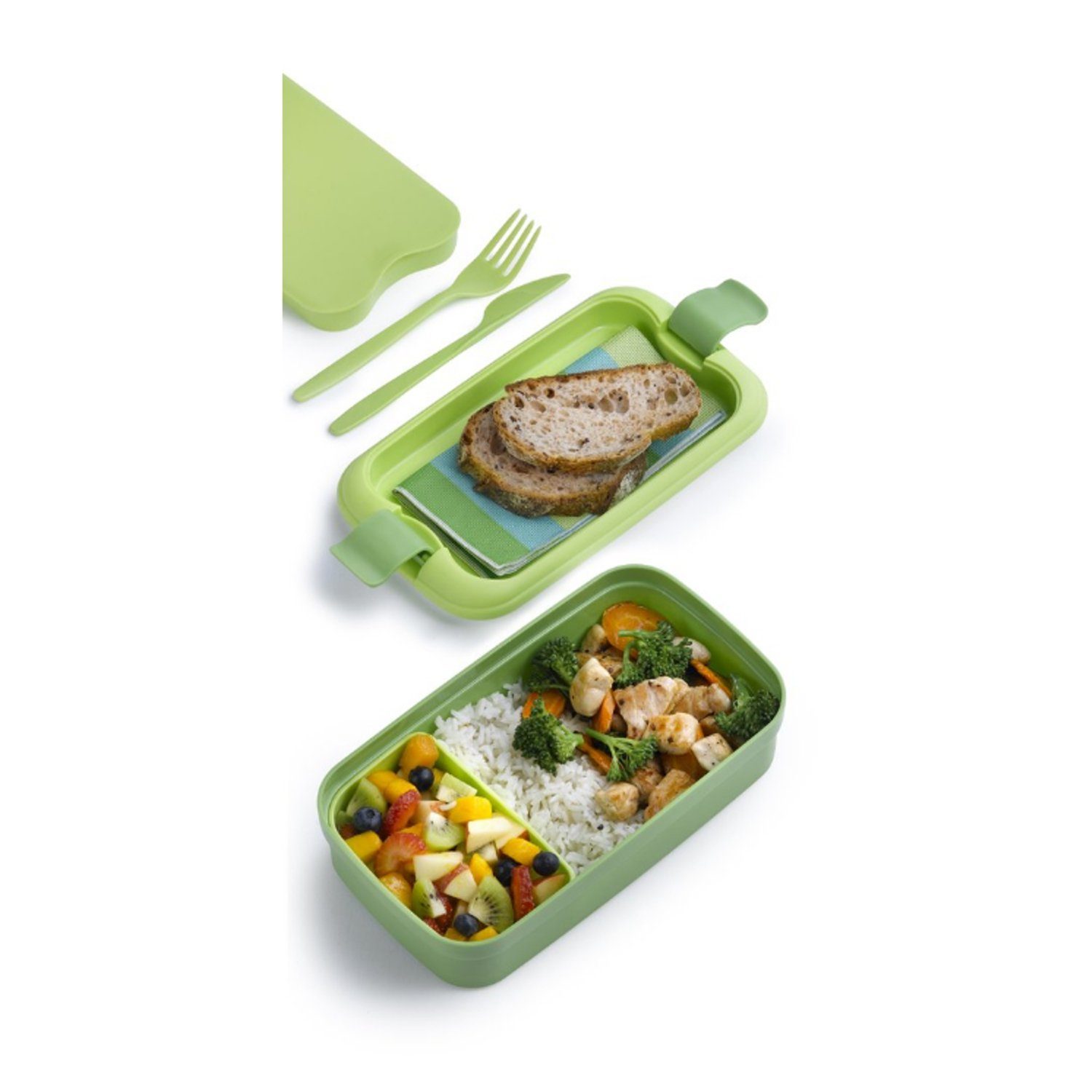 Curver Lunchbox, Kunststoff, Schachtel Box mit Besteck Lunch & Go