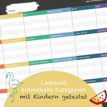 bigdaygraphix Spiel, Kinderspiel, Familienspiel Stadt Land Kids - Für Erwachsene & Kinder, 50 Blatt, Made in Germany