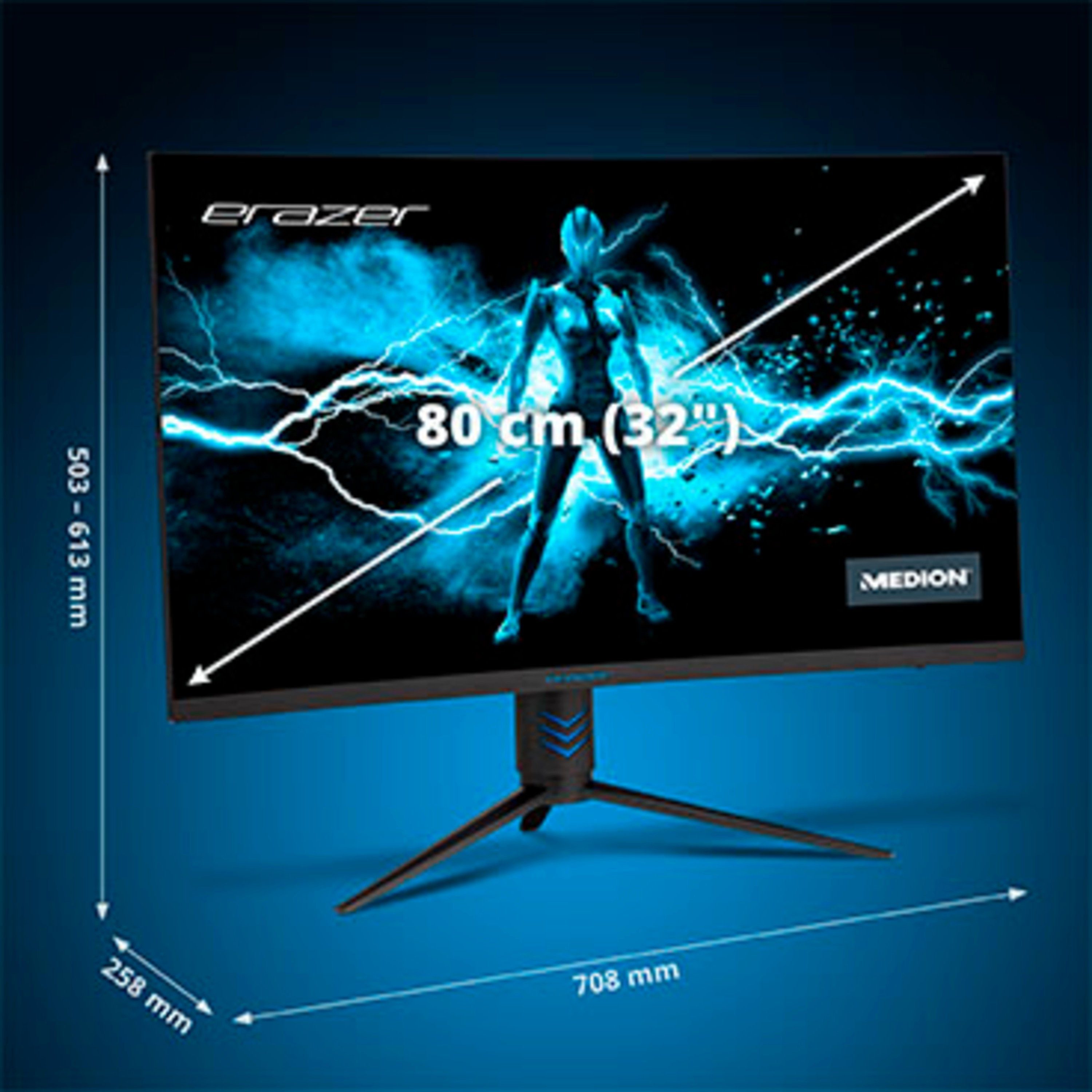 Medion® MEDION® ERAZER® Spectator X20 80 cm (32) Monitor X20 (MD 22093) Gaming-Monitor (80 cm/31.5 ", 1920x1080 px, 1080p Full HD, 1 ms Reaktionszeit, 165 Hz, Full-HD Display 165Hz, SPECTATOR X20)