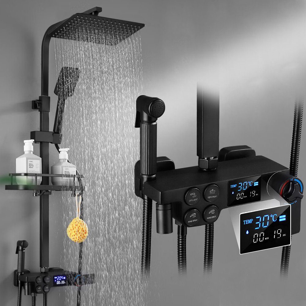 XERSEK Stangenbrause-Set LCD Duschsystem Thermostat Duscharmatur Duschset R günstig online kaufen