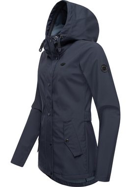 Ragwear Softshelljacke Margge Shell wasserdichte Damen Übergangsjacke mit großer Kapuze