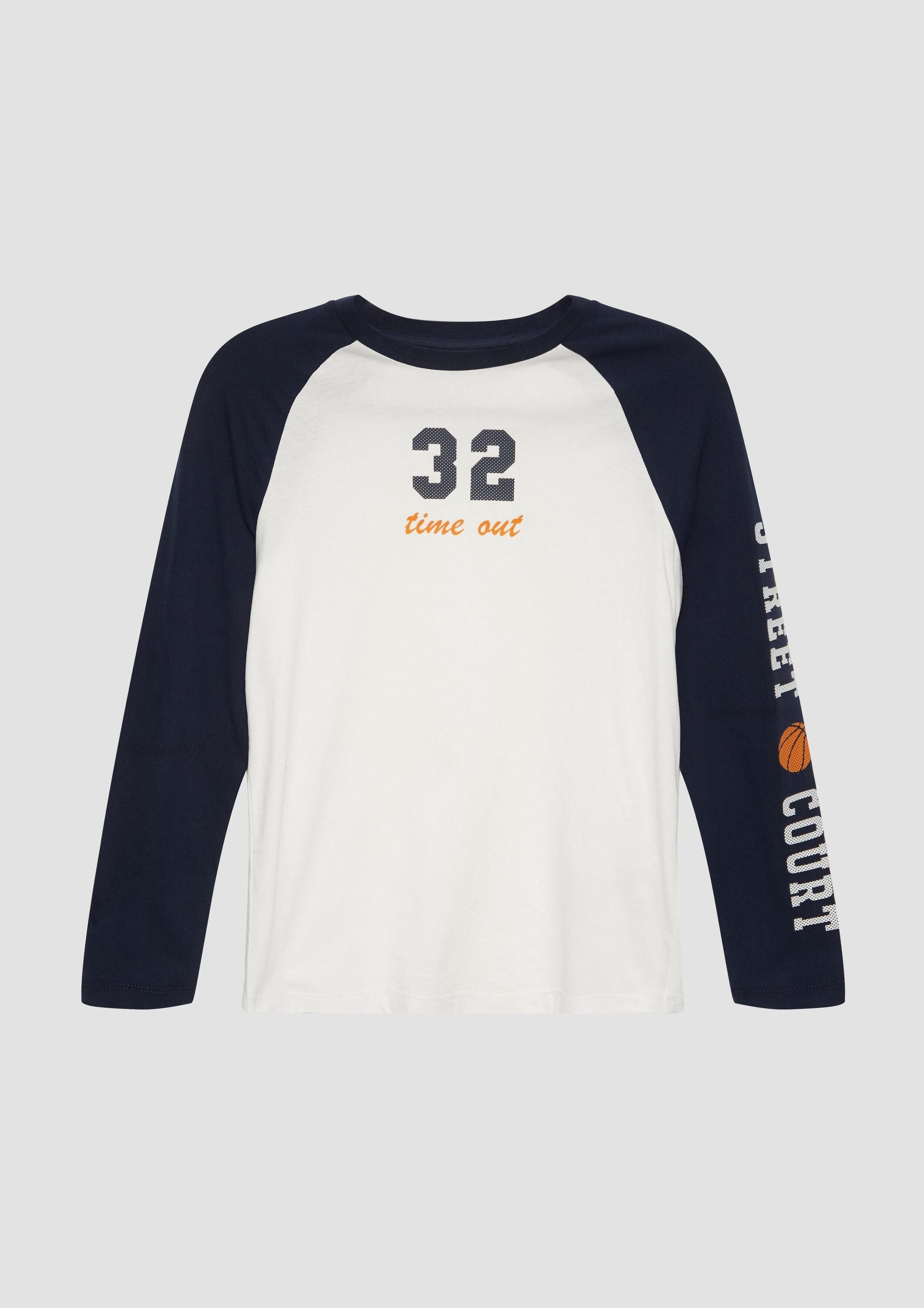 s.Oliver Langarmshirt T-Shirt Langarmshirt mit Kontrastärmeln und Print