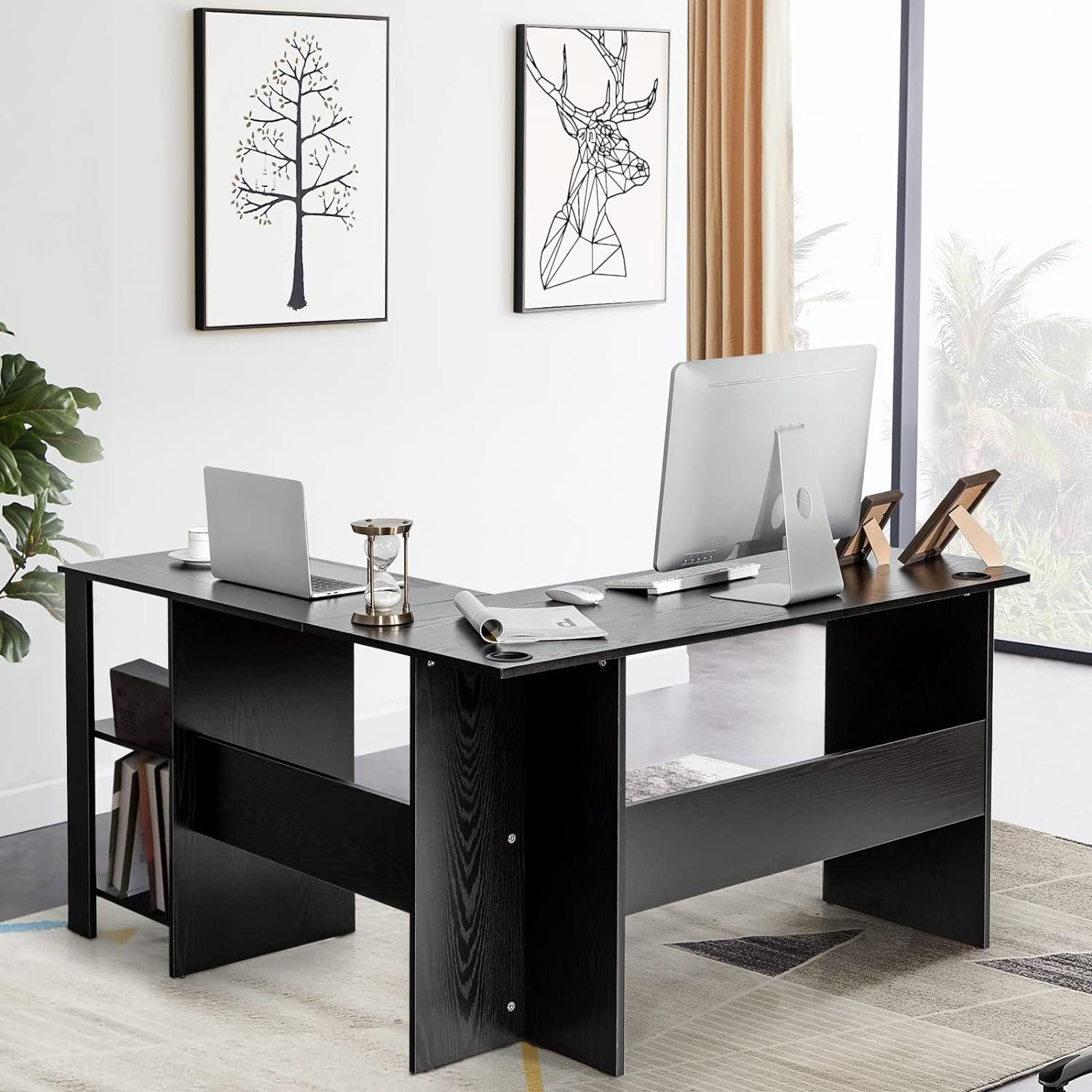 KOMFOTTEU Computertisch L-förmiger, Eckschreibtisch zum Studieren, Gamen, A günstig online kaufen