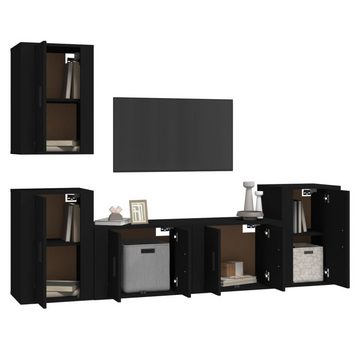 furnicato TV-Schrank 5-tlg. TV-Schrank-Set Schwarz Holzwerkstoff