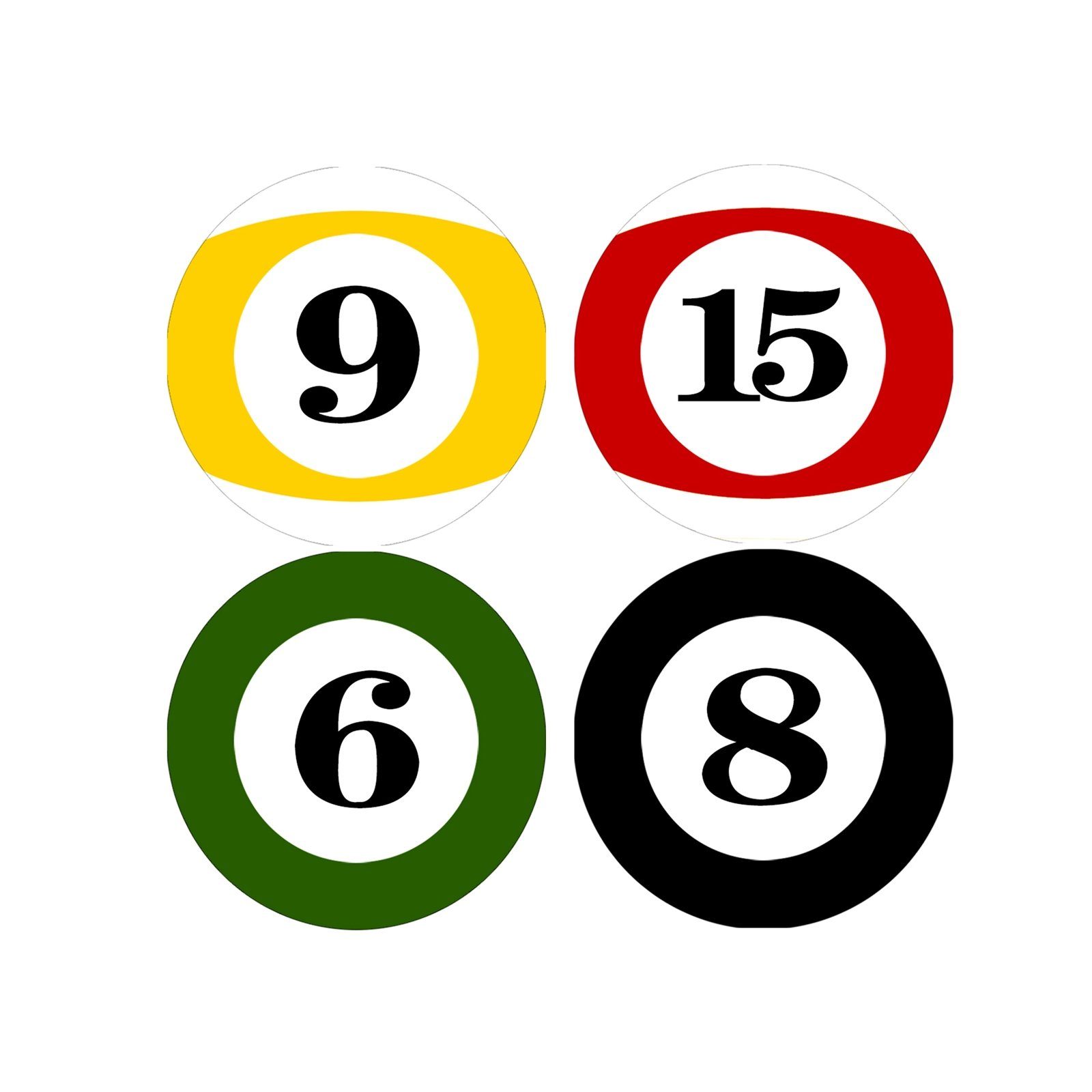 Glasuntersetzer Billard, Untersetzer HTI-Line 4-tlg., mit rutschfester 4-tlg Set, Glasunteretzer Unterseite