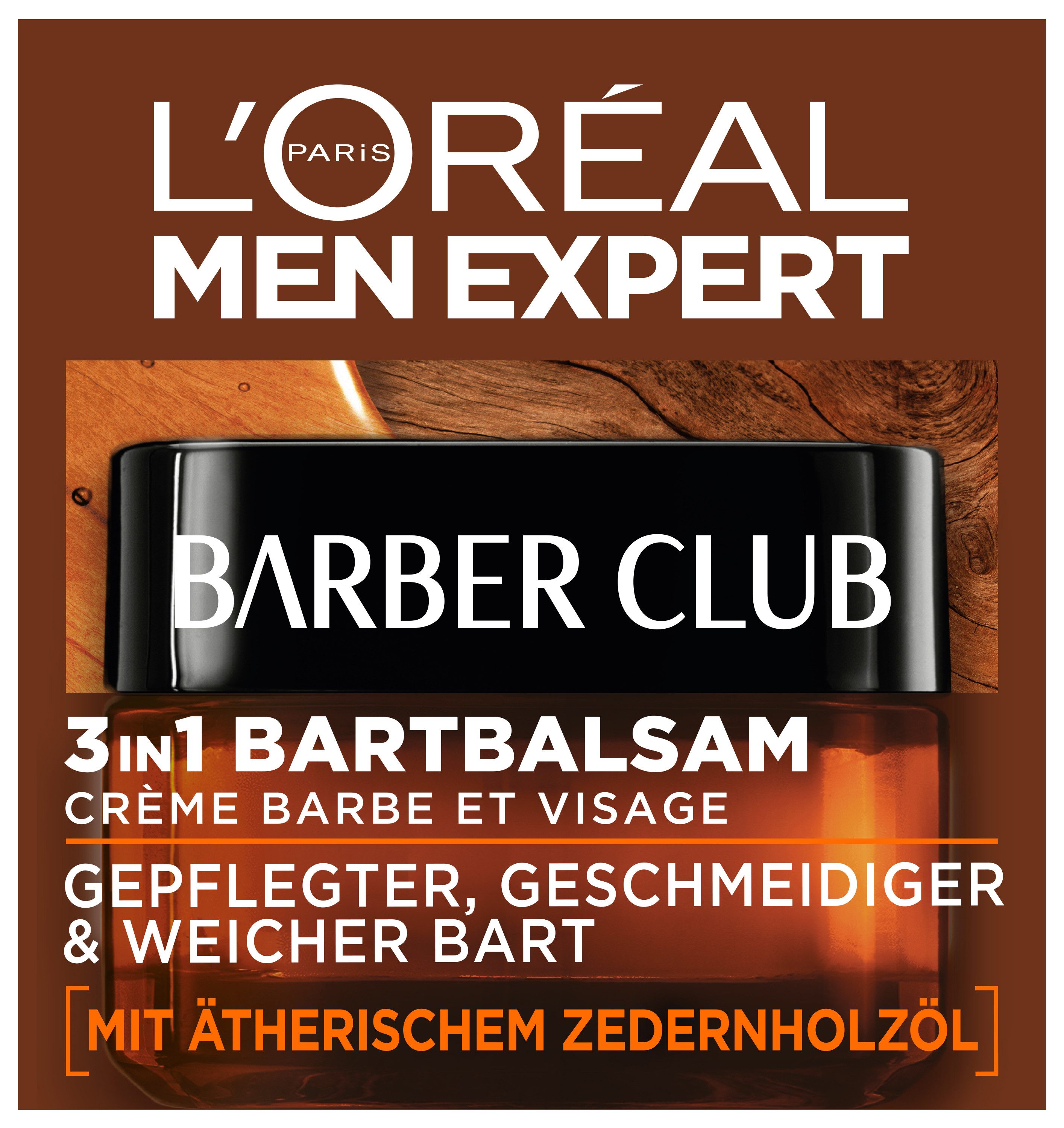 L'ORÉAL PARIS MEN EXPERT Bartbalsam BARBER CLUB BART + HAUT, weiches Bartgefühl, pflegt Bart und Gesicht, zieht schnell ein