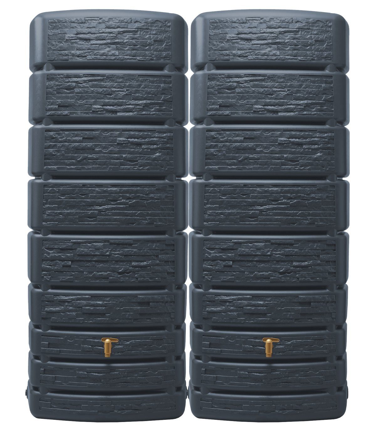 4rain Regentonne SLIM STONE DECOR Wandtank-SET 1000 L, graphite grey