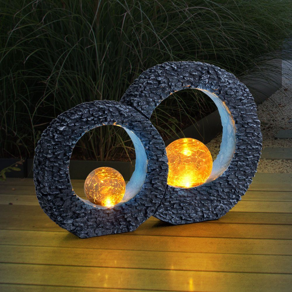 etc-shop Solar LED verbaut, Solarleuchte, LED-Leuchtmittel Gartendeko Skulptur fest Dekoleuchte