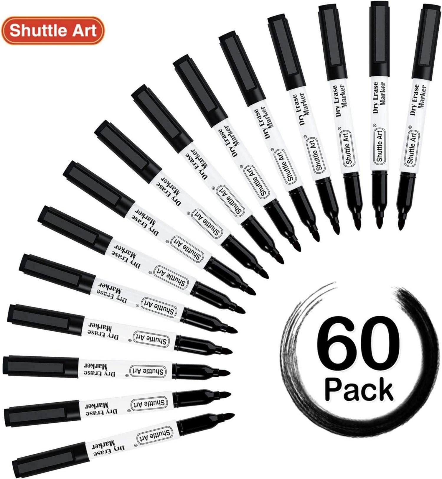 Thumbnail - LuxusKollektion Whiteboard Marker Whiteboard Stifte Set 60 schwarze Marker feine Spitze Magnet