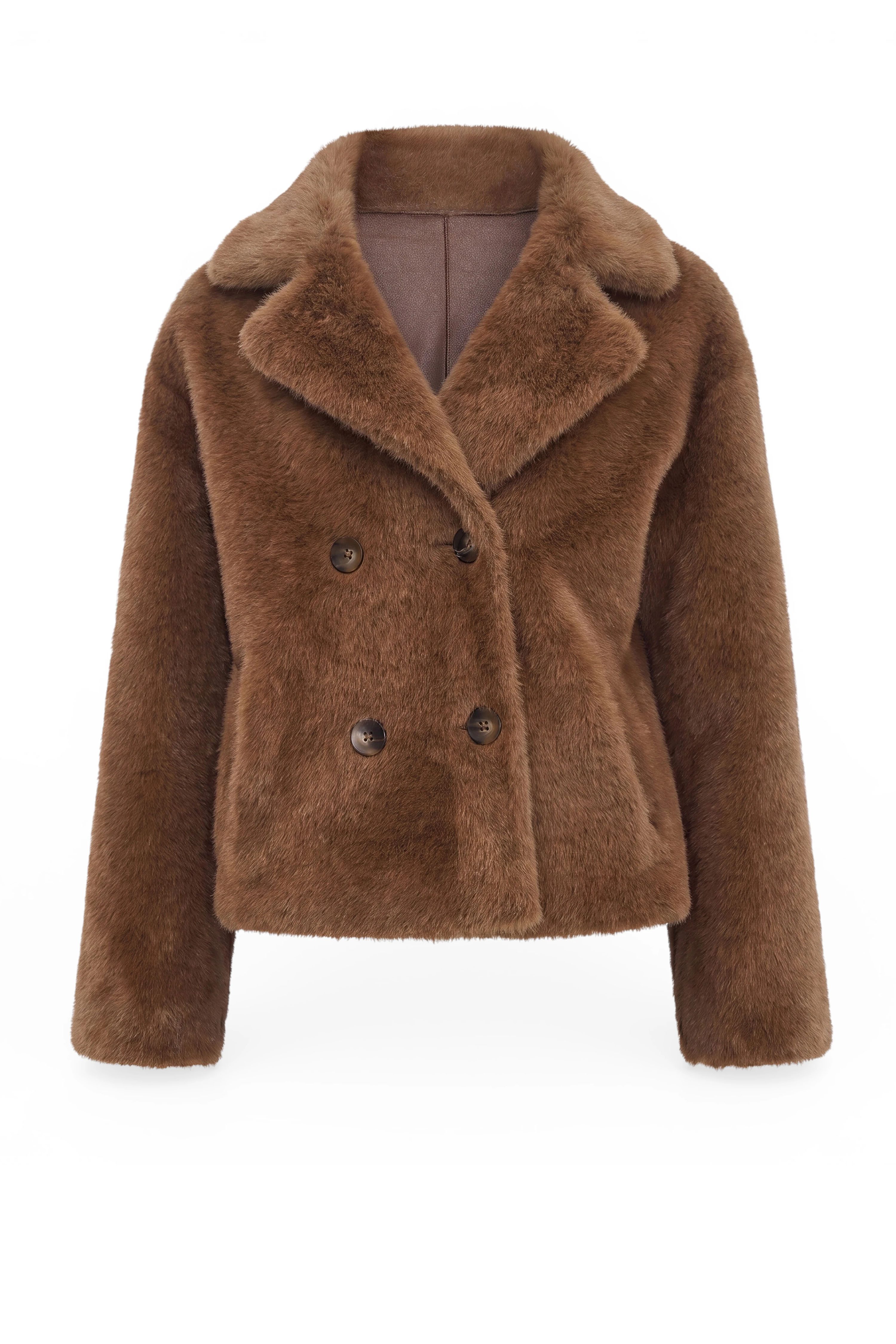 FUNK since 1776 Fellimitatjacke zum Wenden Webpelz/Lederimitat - mit Reverskragen - 2 Looks in einem – Bild 2 von 5