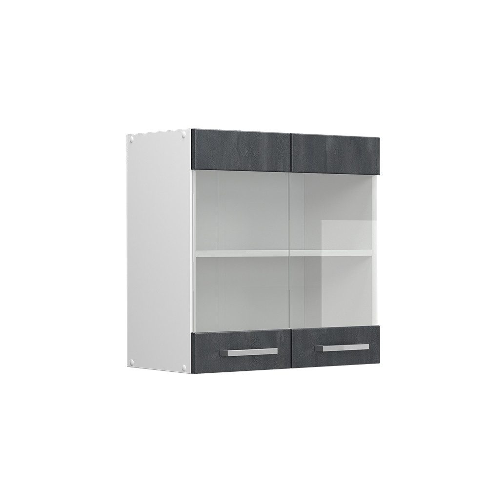 Vicco Glashängeschrank R-Line, Schwarz Beton/Weiß, 60 günstig online kaufen