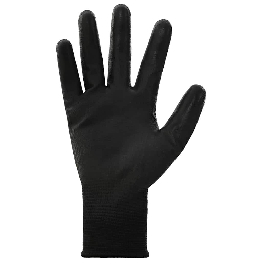 vidaXL Arbeitshandschuh-Set Arbeitshandschuhe 12 Stk. Schwarz 10 / XL Polyester (12-St)