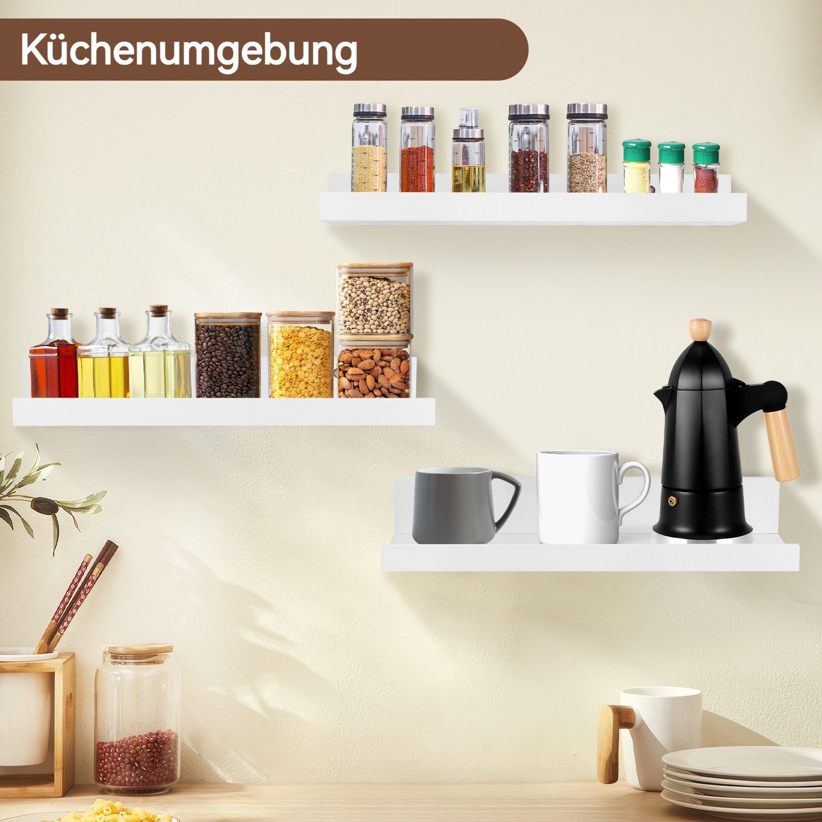 BlingBin Wandregal Wandregal Set 3 Stück,Holz, 40 cm, Vintage Design, 3er-S günstig online kaufen