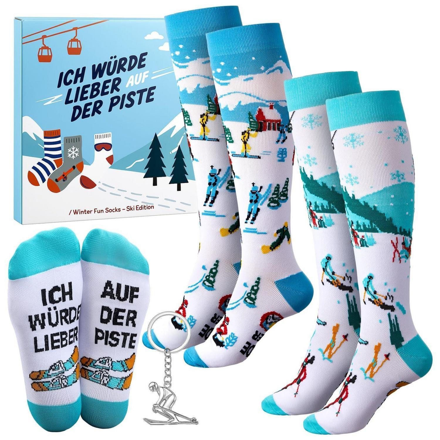 LuxusKollektion Skisocken Geschenkset Skisocken Schlüsselanhänger Grußkarte
