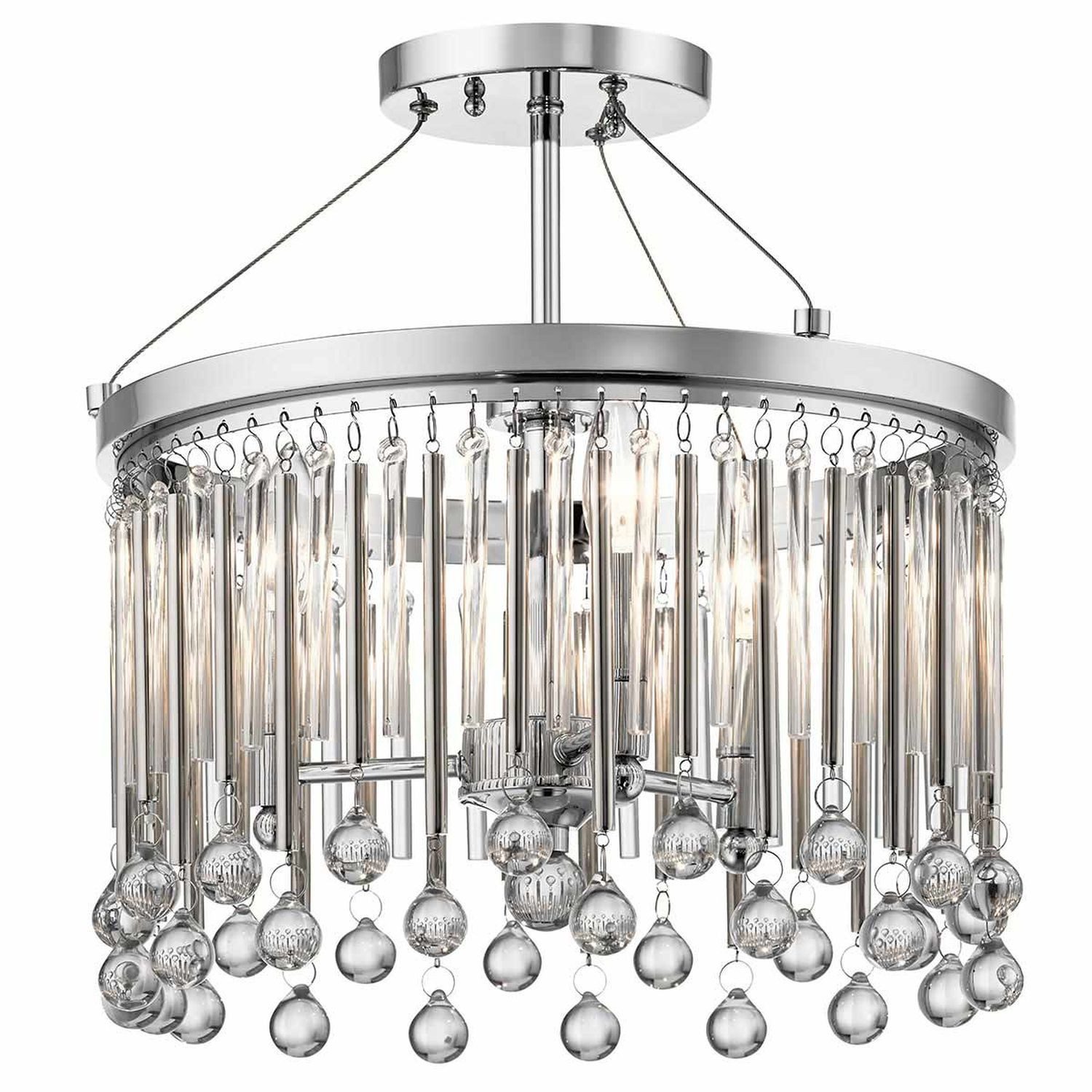 Licht-Erlebnisse Deckenleuchte EDIN, ohne Leuchtmittel, Glas Metall rund Ø 38,1 cm Chrom poliert E14 3-flammig Klassisch