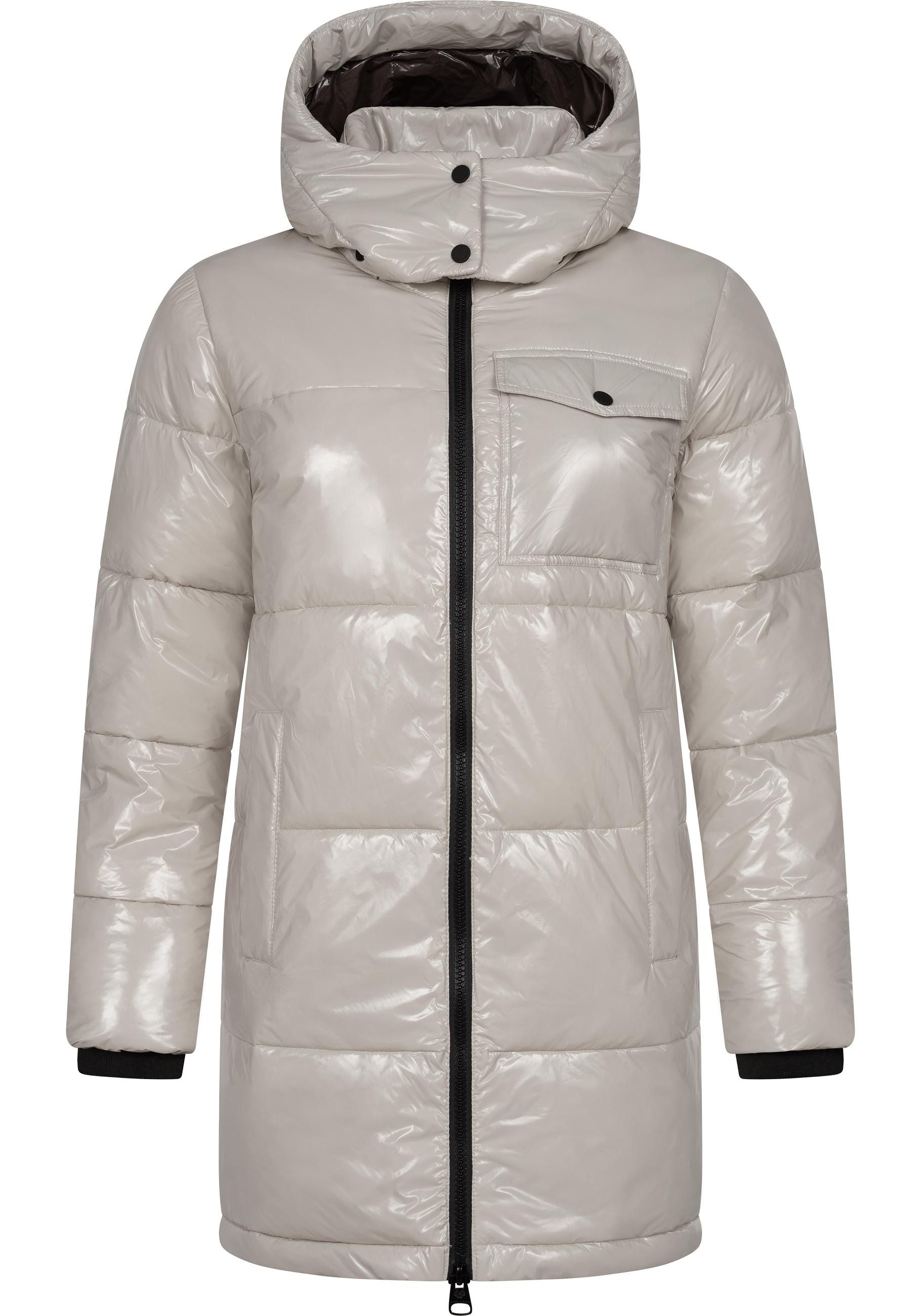 Ragwear Wintermantel Roobie Long super stylischer, gänzender Damen Steppmantel – Bild 4 von 5