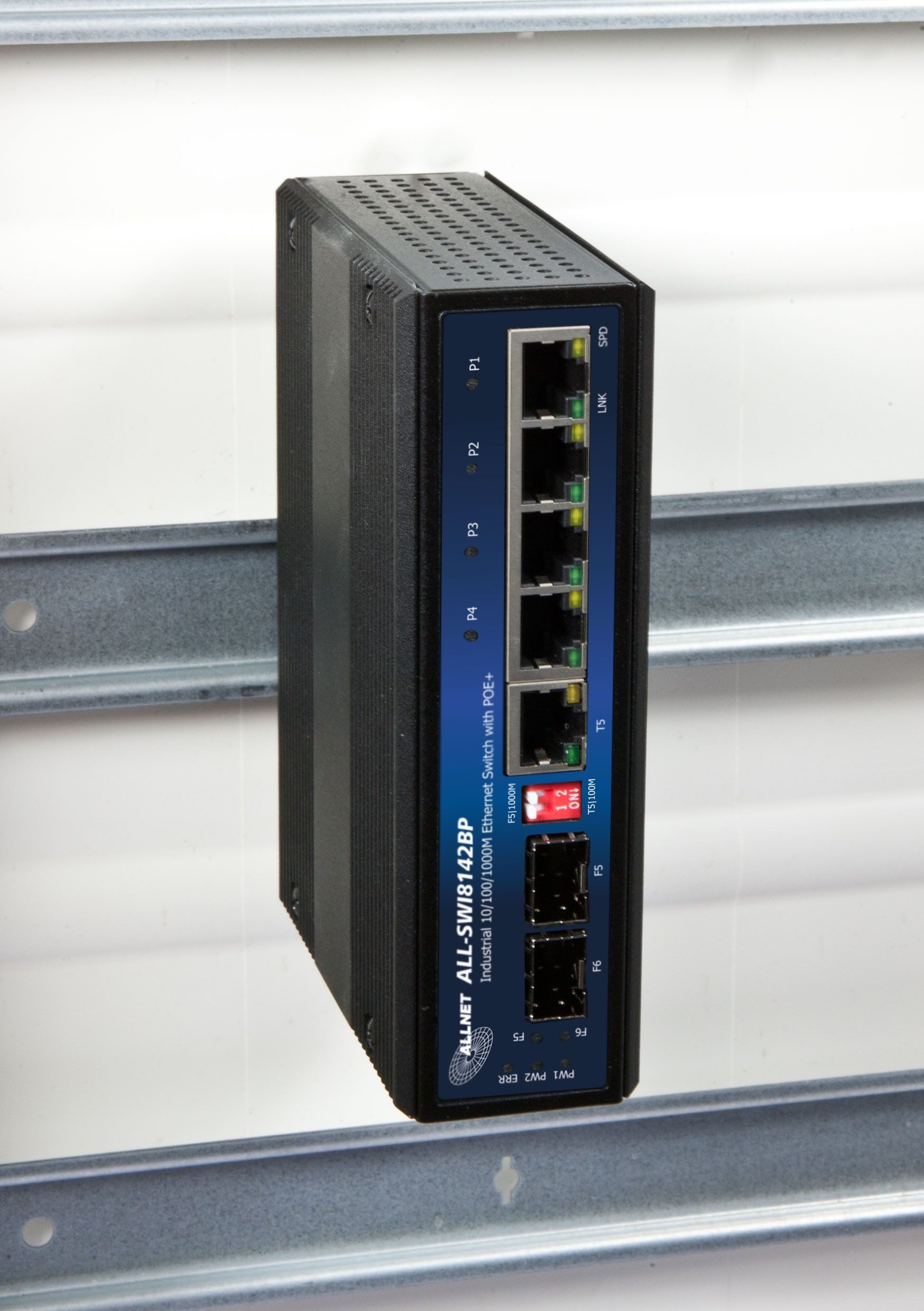 ALLNET Switch industrial unmanaged 4 Port Gigabit 126W / 4x PoE+ / ... Netzwerk-Switch