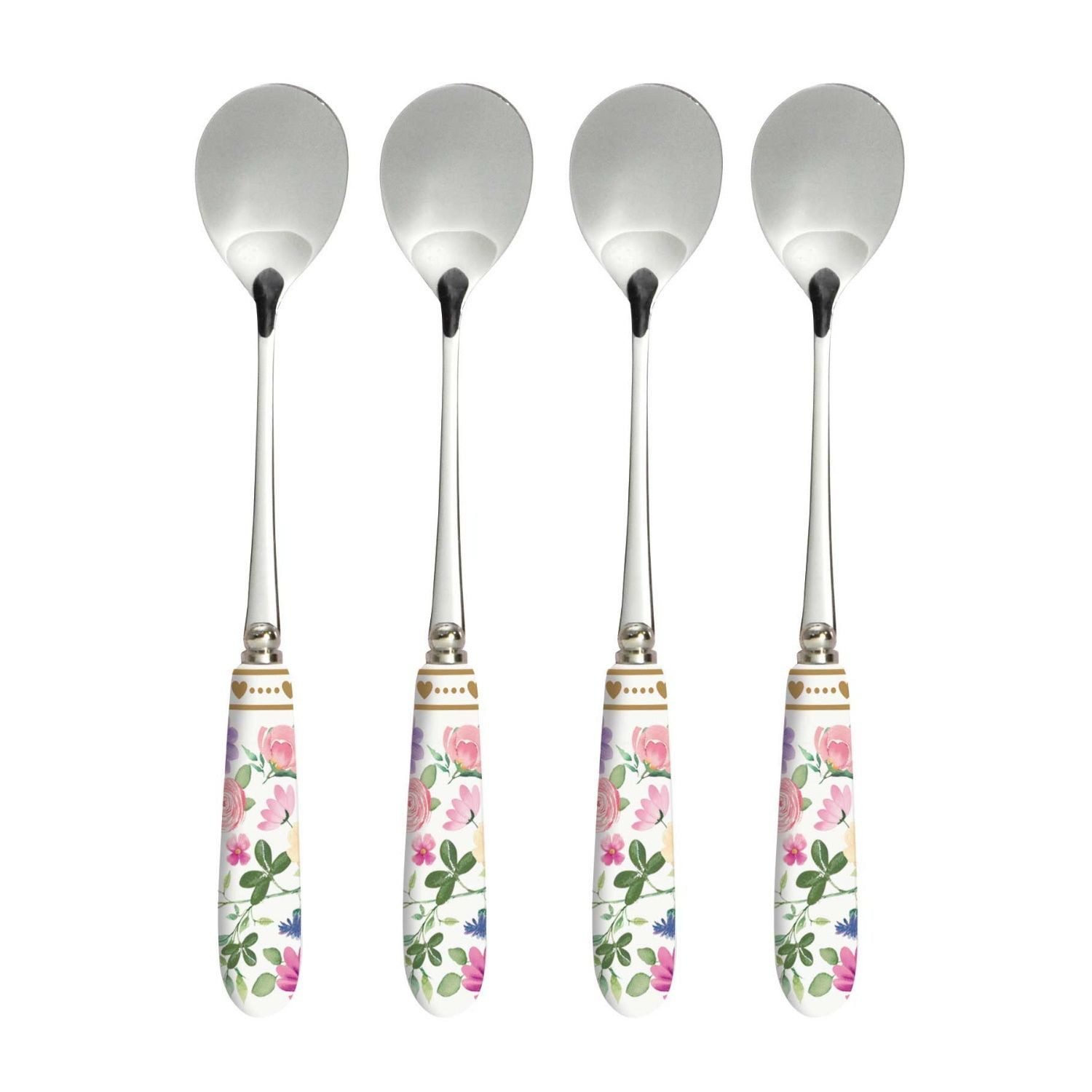 EasyLife Kaffeelöffel Mon Amour, Spülmaschinengeeignet, Mehrfarbig, Motiv: Herzen & Blumen