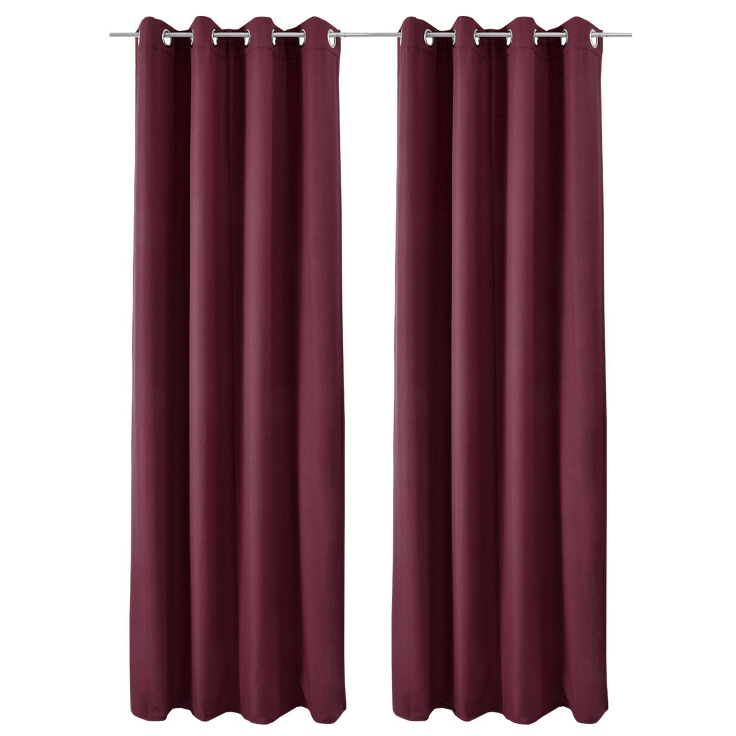 Beautissu Vorhang 2er Set Thermovorhang Gardine Bordeaux Amelie TO, 140x245cm, Ösenvorhang isolierend Kälte- & Hitzeschutz Vorhang Wohnzimmer