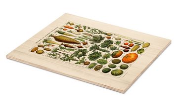 Posterlounge Holzbild Patruschka, Gemüse Vintage (französisch), Wohnzimmer Vintage Grafikdesign