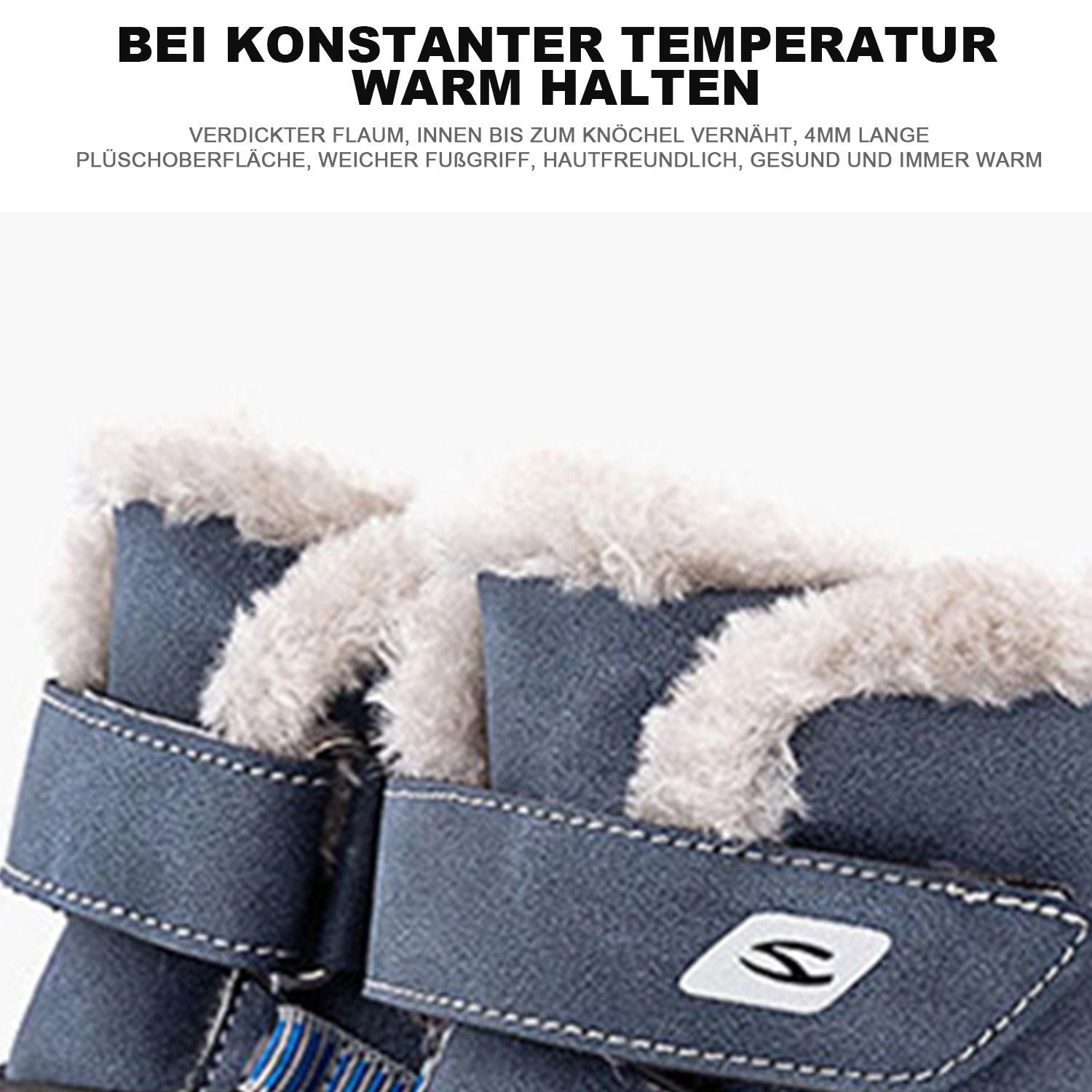 Blau Stiefel Klettverschluss Winterstiefel Boots Martin Daisred Schneestiefel