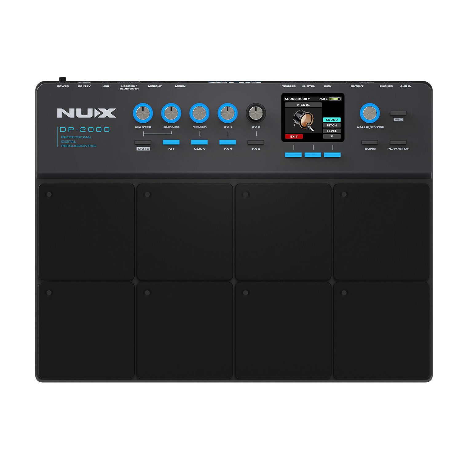 Nux E-Drum Nux Percussion Pad DP-2000 E-Drum,Percussion-Pad, Percussion-Pad, Tasche, Schlagzeugstöcke, Bluetooth Dongle