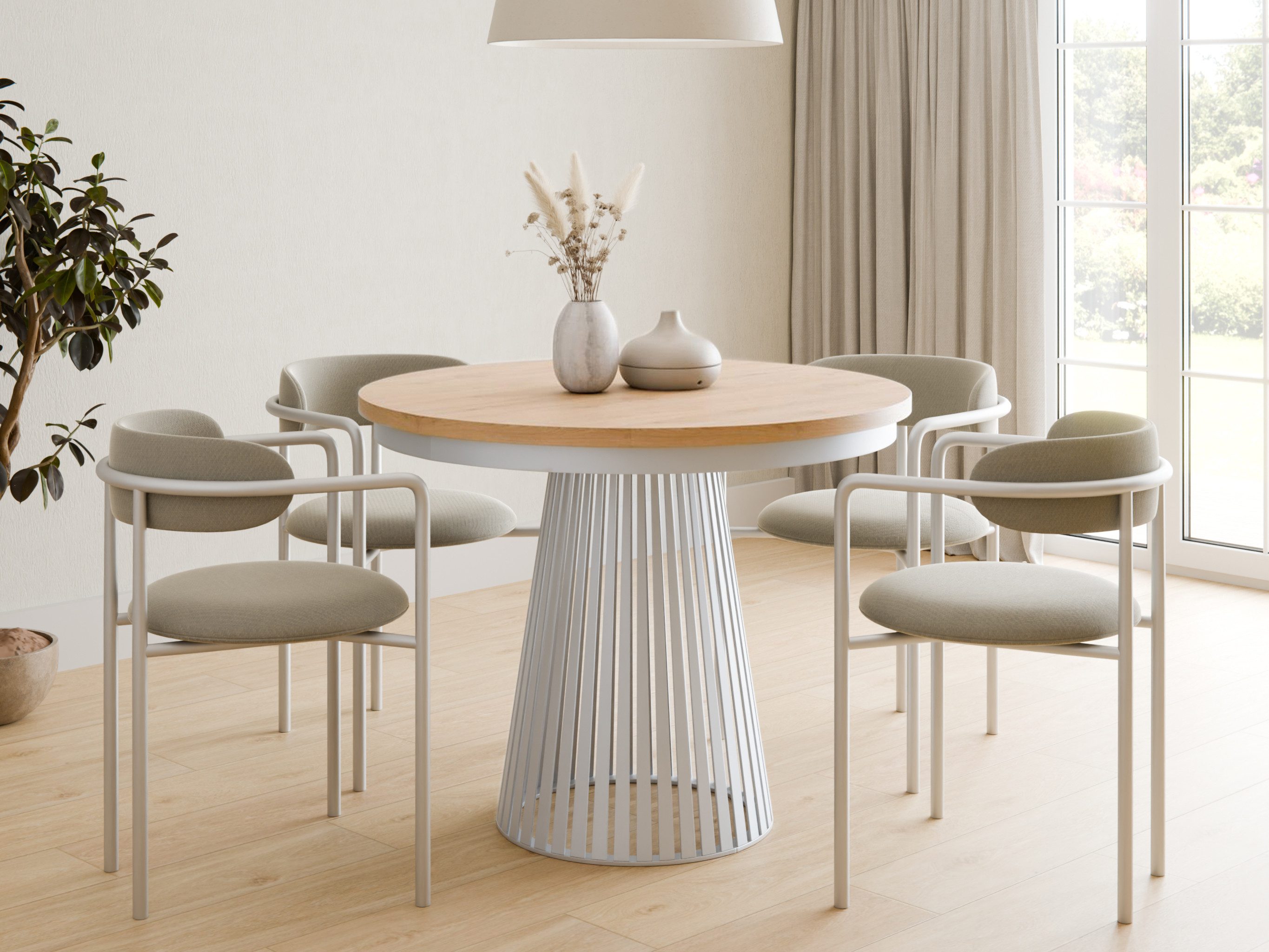 Compleo Esstisch Rund, Säulengestell mit Rillenstruktur DAST (TOPSELLER), A günstig online kaufen