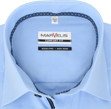 MARVELIS Kurzarmhemd Kurzarmhemd - Comfort Fit - Einfarbig - Hellblau