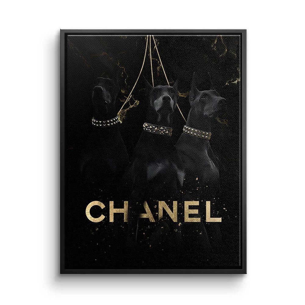 Dobermann Dogs ohne Premium Leinwandbild, Three Wandbild - DOTCOMCANVAS® Rahmen Luxury