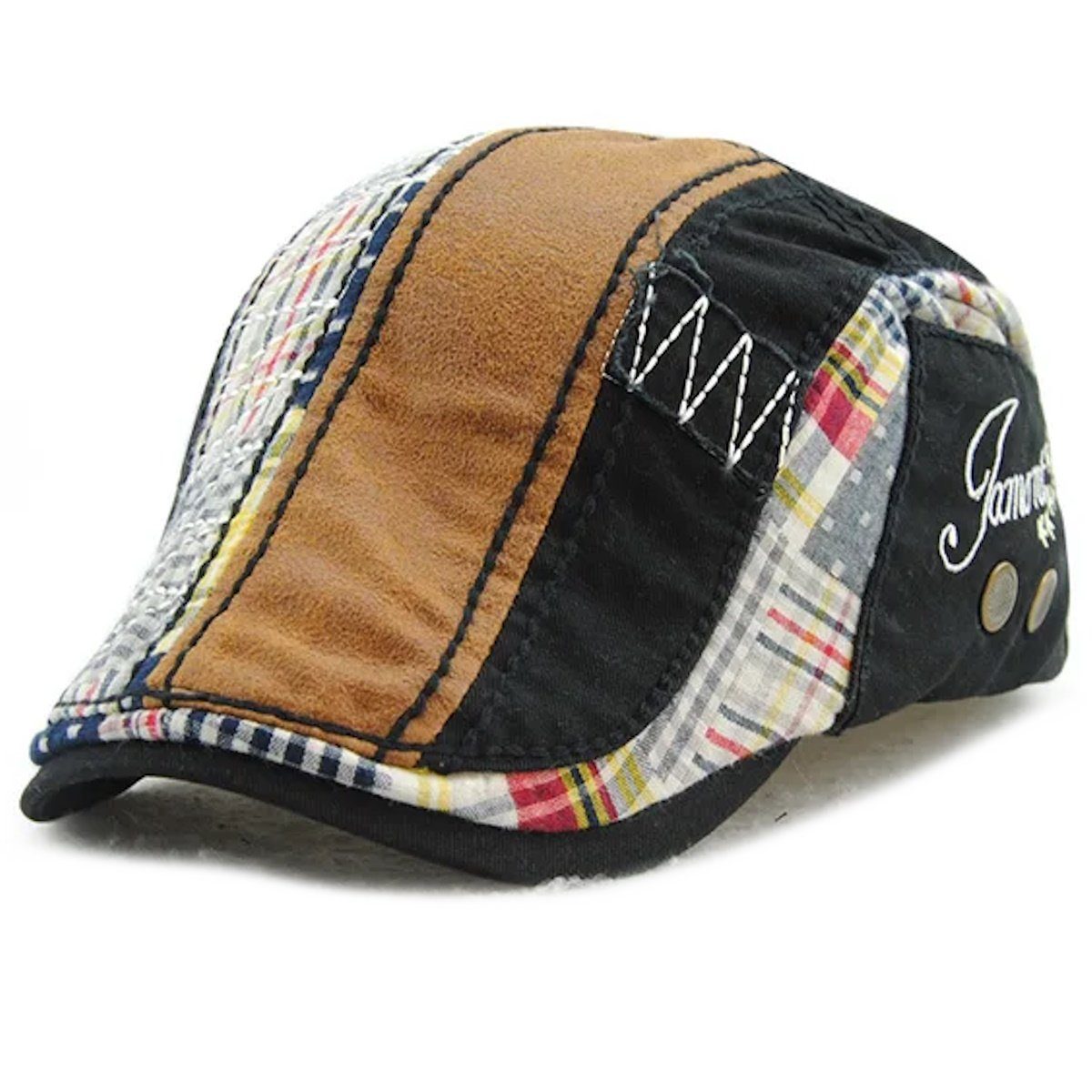 Sporty Flat Cap Gatsby Patch Schirmmütze mit Schirm Schiebermütze günstig online kaufen
