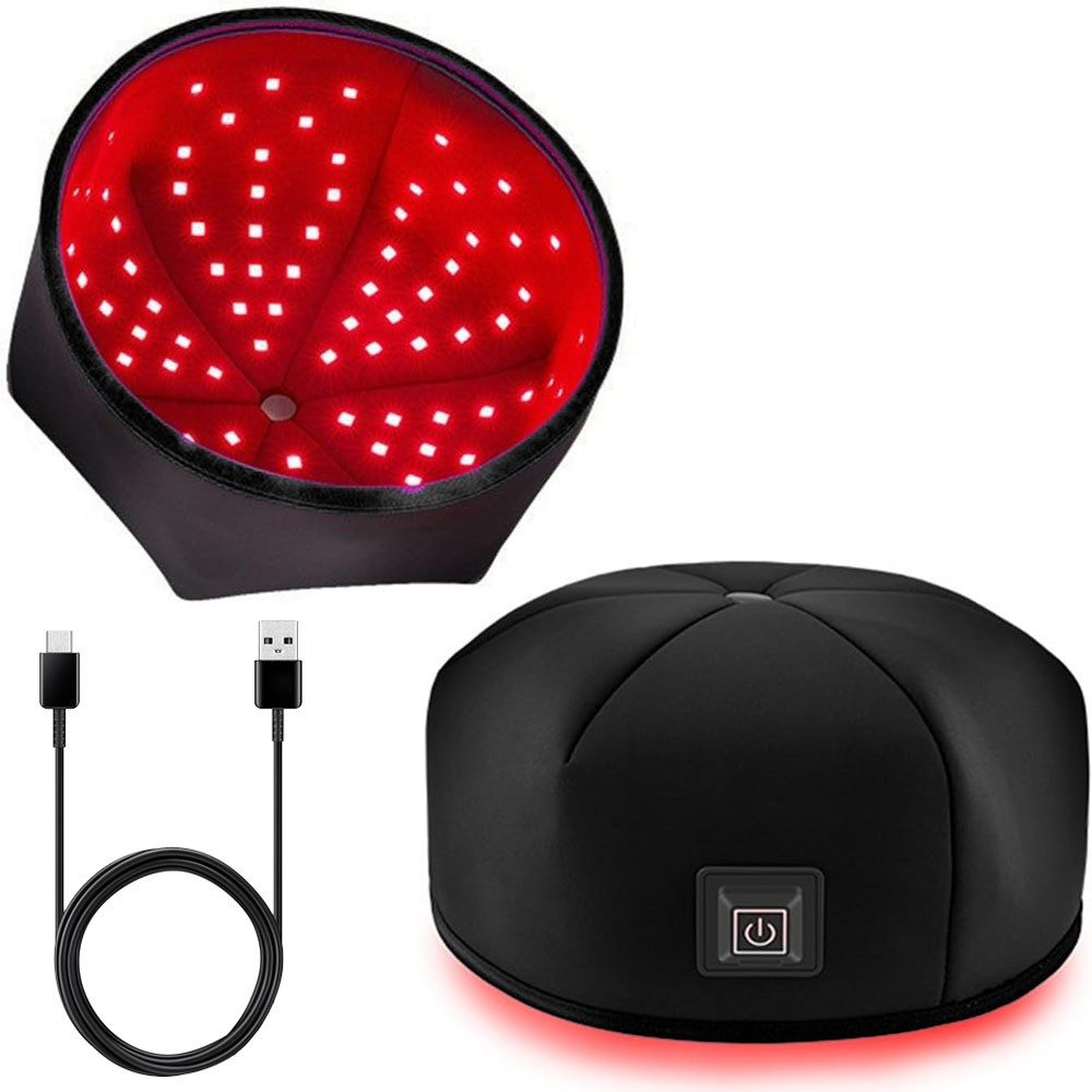 VIVIHEYDAY Infrarotlampe Rotlicht-Haarwuchshaube, 660nm/850nm LED-Therapie, für Fördert Haarwachstum & verbessert die Kopfhautgesundheit, Rotlichtfunktion