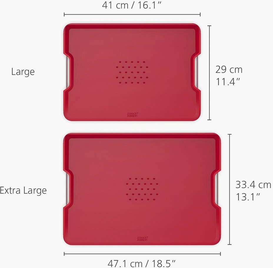 Joseph Joseph Schneidebrett Cut & Polypropylen, Carve cm rot 41x29x3 multifunktionales (1-St), Plus, Schneidebrett